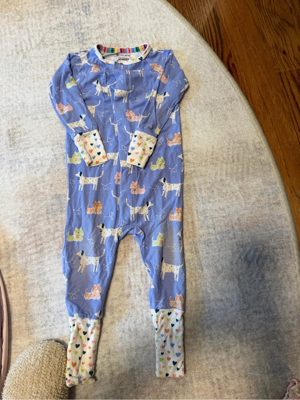Magnetic Me Lavender Dog Print Footed One-Piece with Heart Cuffs